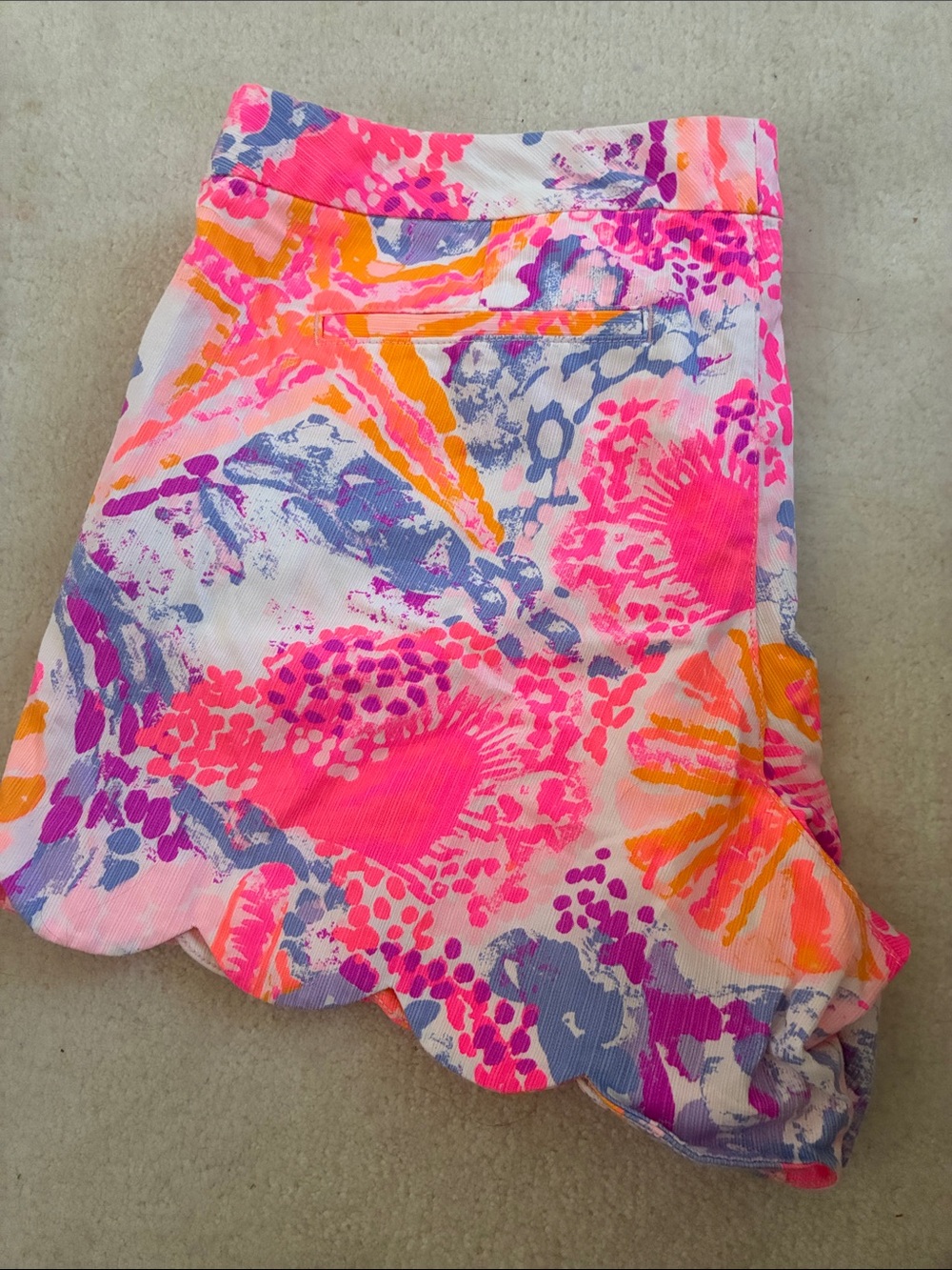 Lilly Pulitzer Pink, Orange & Purple Scalloped Hem Shorts